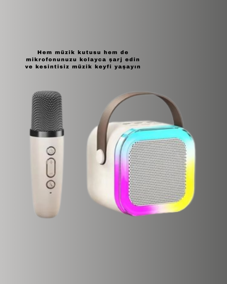 Kablosuz Karaoke Mikrofon Hoparlör Seti Güçlü Ses Çıkışı