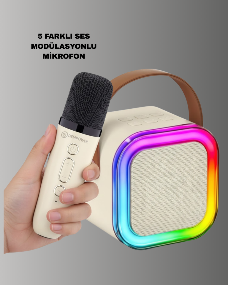 Karaoke Mikrofon Hoparlör Seti Bluetooth Kablosuz Taşınabilir