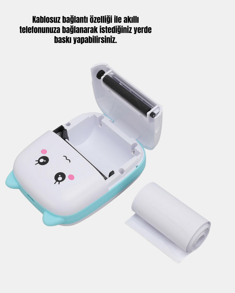 Kablosuz Mini Cep Yazıcısı Bluetooth Destekli 1200mAh Bataryalı
