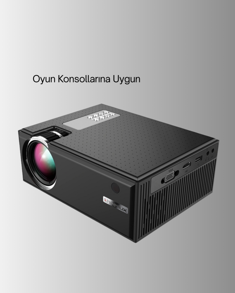 HDMI ve USB Girişli Taşınabilir Projeksiyon – Full HD, Kumandalı, Oyun ve Film Deneyimi
