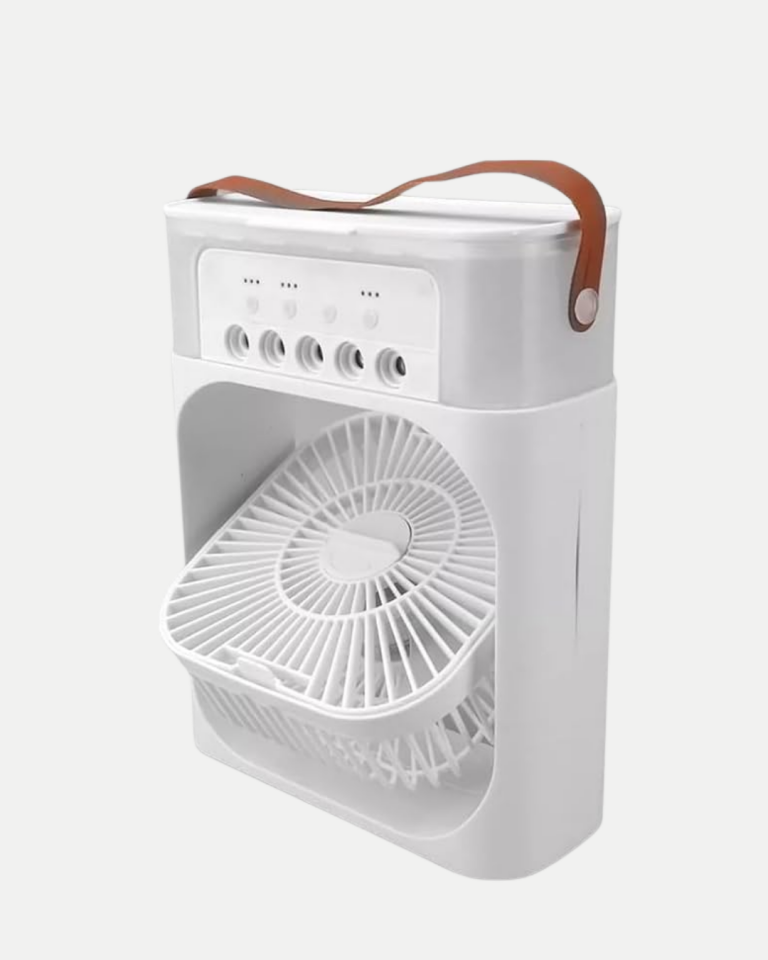 3’ü 1 Arada Mini Klima Fan USB Şarjlı, 7 Renk Gece Lambalı ve Nemlendirici