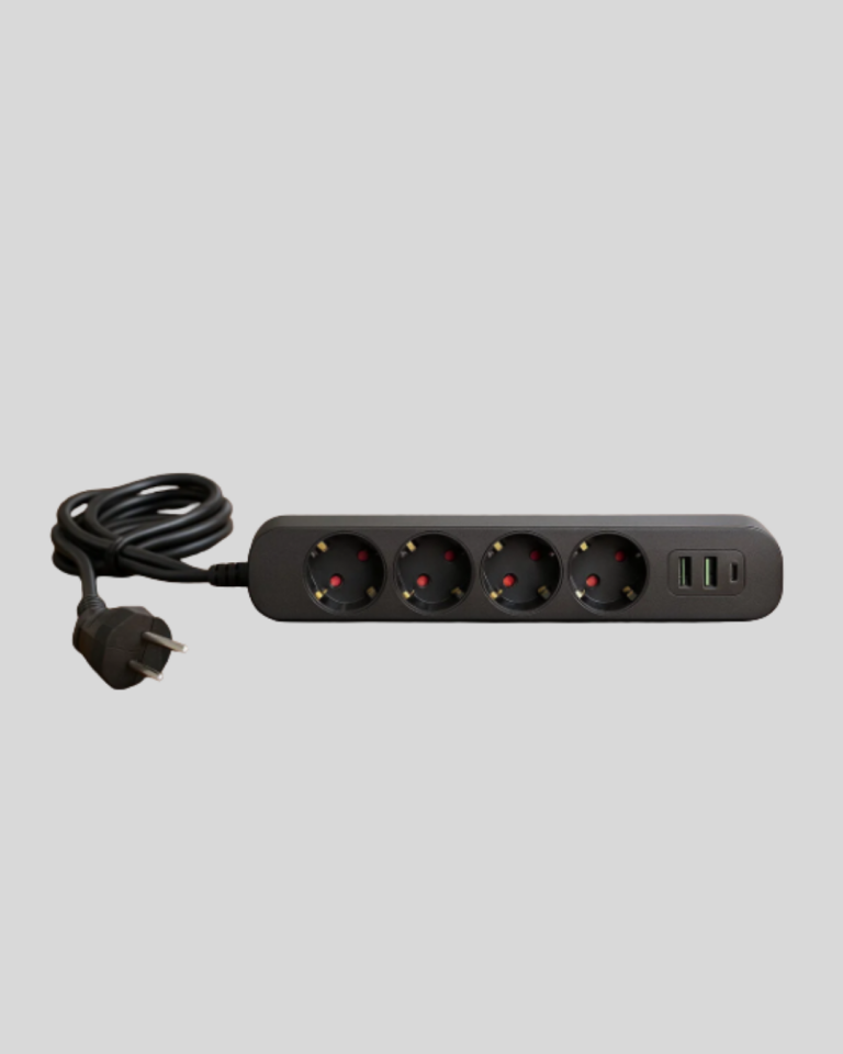 4 Priz 2 USB 1 Type-C Akım Korumalı Çoklu Priz Led Anahtarlı