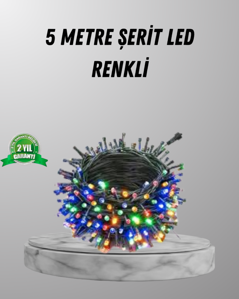 Siyah Kablolu LED Dekor Işık – 50 Ampullü, 8 Farklı Işık Modu, Suya Dayanıklı Tasarım