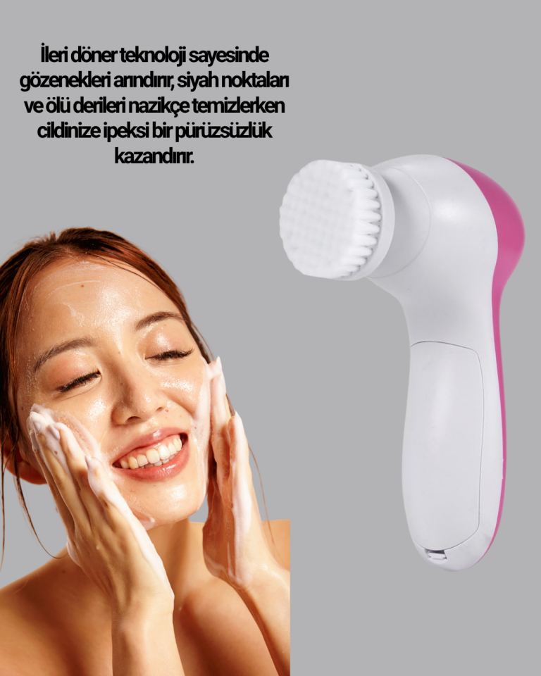 5 Başlıklı Yüz Masaj Aleti – Cilt Temizleme, Peeling, Siyah Nokta ve Gözenek Bakımı