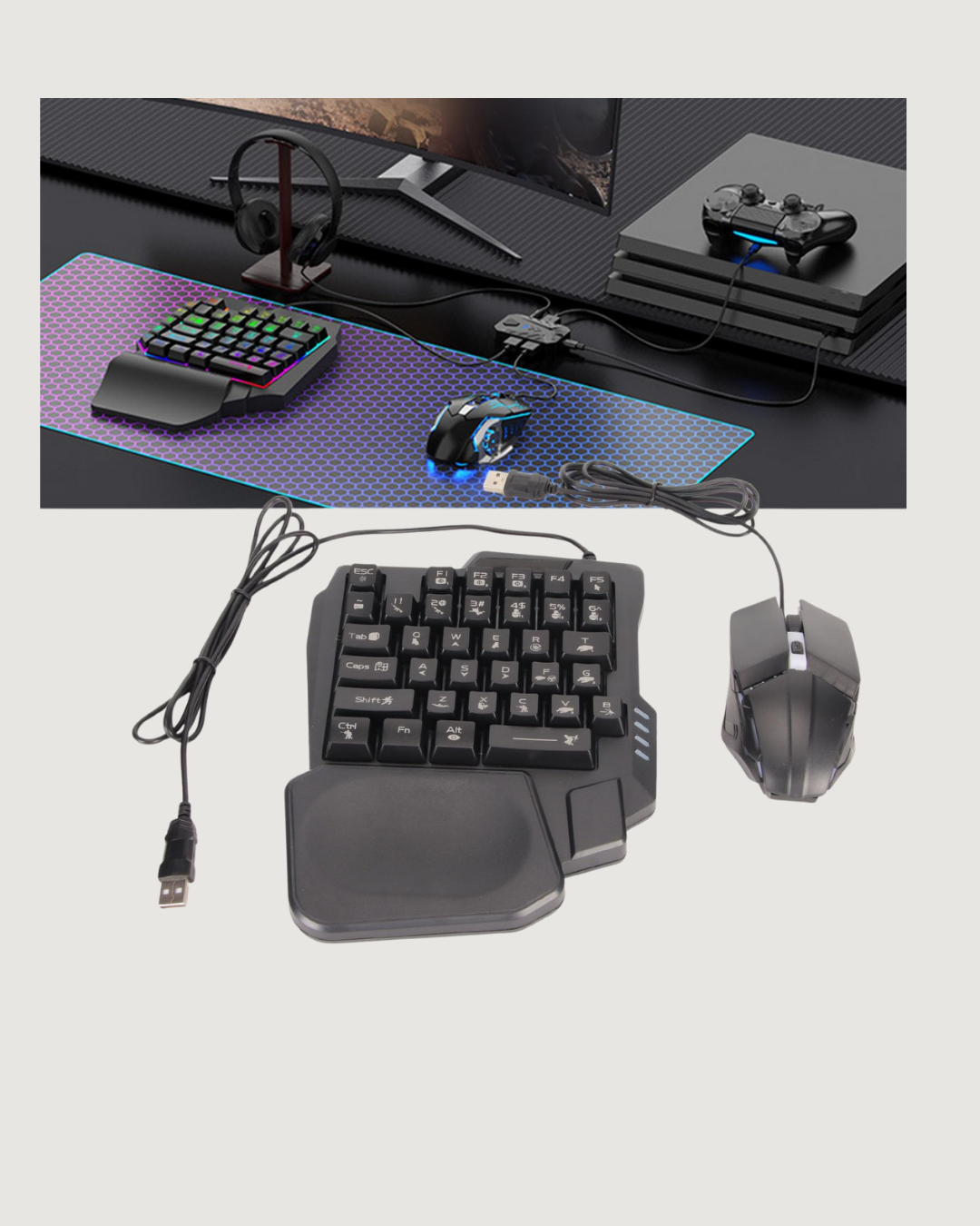 Mobil PUBG Oyuncuları İçin 5in1 Klavye Mouse Oyun Seti – BT5.3 Destekli