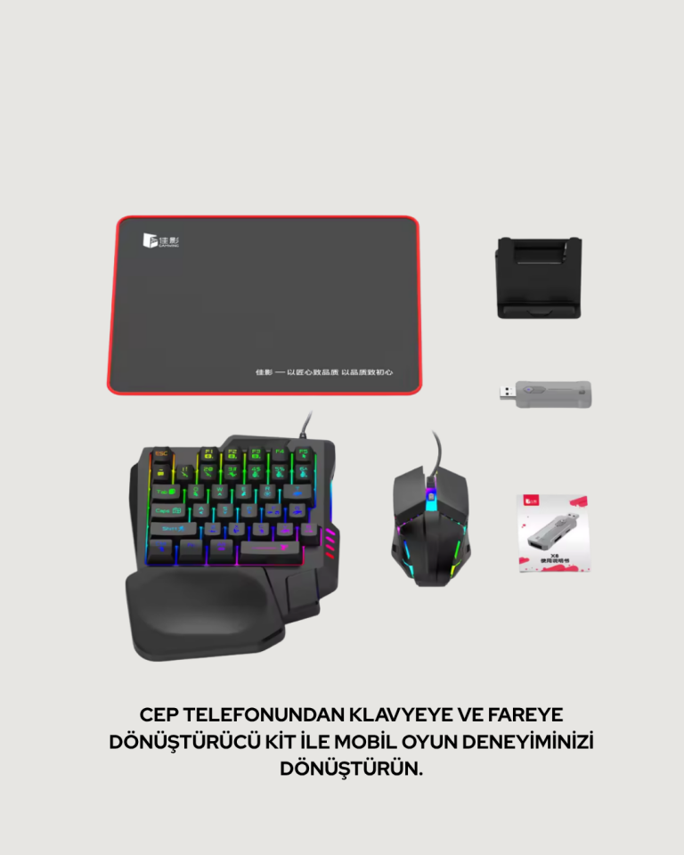 Mobil PUBG Oyuncuları İçin 5in1 Klavye Mouse Oyun Seti – BT5.3 Destekli