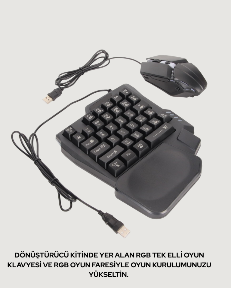 Mobil PUBG Oyuncuları İçin 5in1 Klavye Mouse Oyun Seti – BT5.3 Destekli