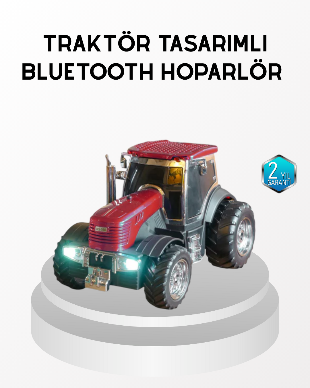 Bluetooth Nostaljik Traktör Hoparlör LED Işıklı 12W Güçlü Ses