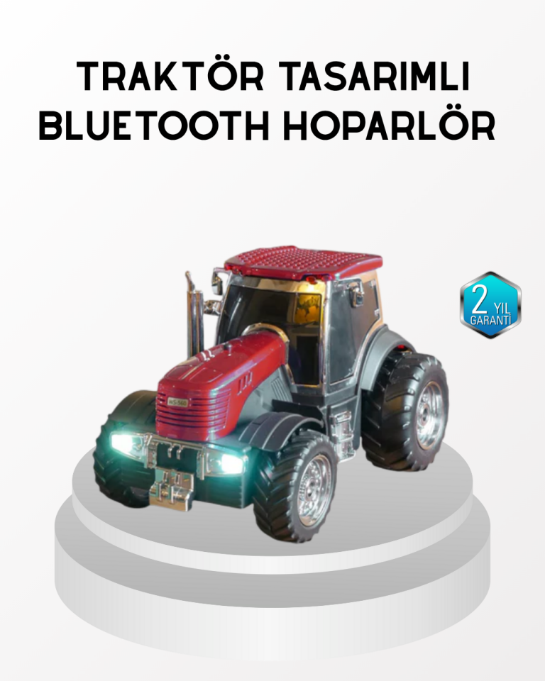 Bluetooth Nostaljik Traktör Hoparlör LED Işıklı 12W Güçlü Ses