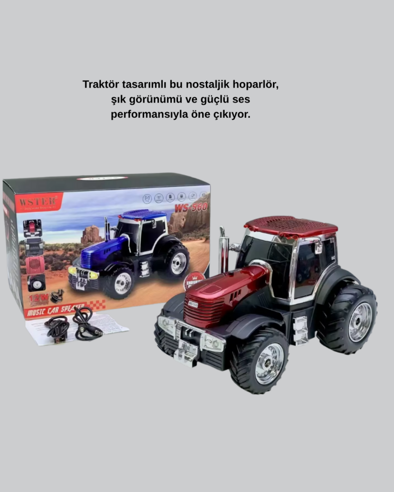 Traktör Tasarımlı Bluetooth Hoparlör 12W TWS Destekli Nostaljik Model