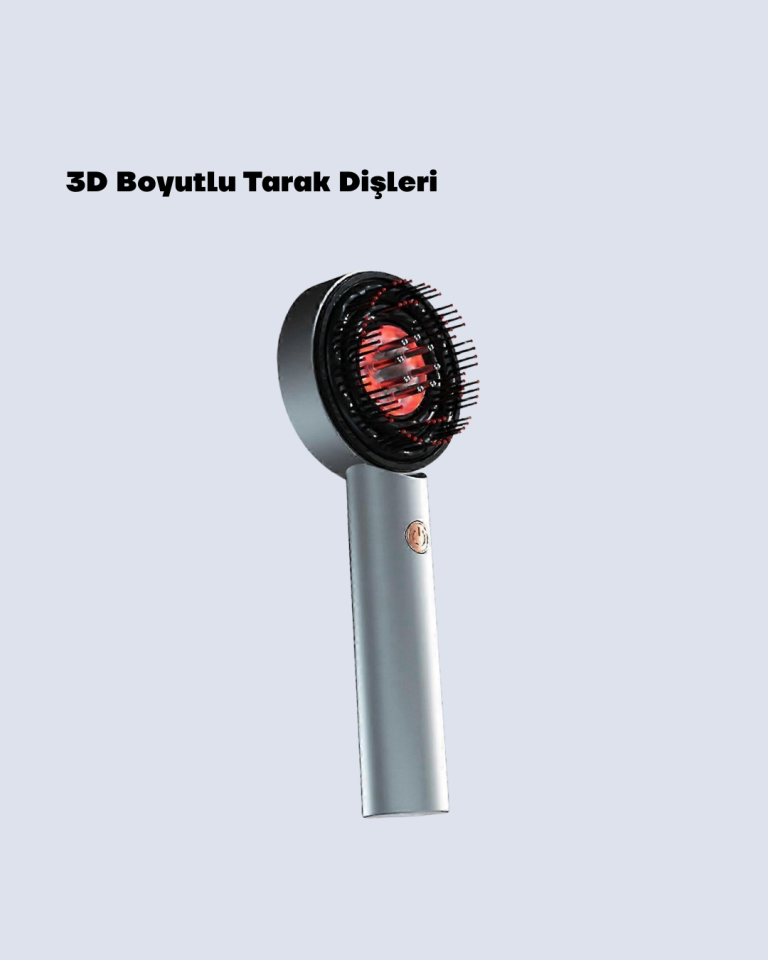 Şarjlı Saç Derisi Masaj Cihazı Kırmızı Işık ve 3D Tarak Dişli