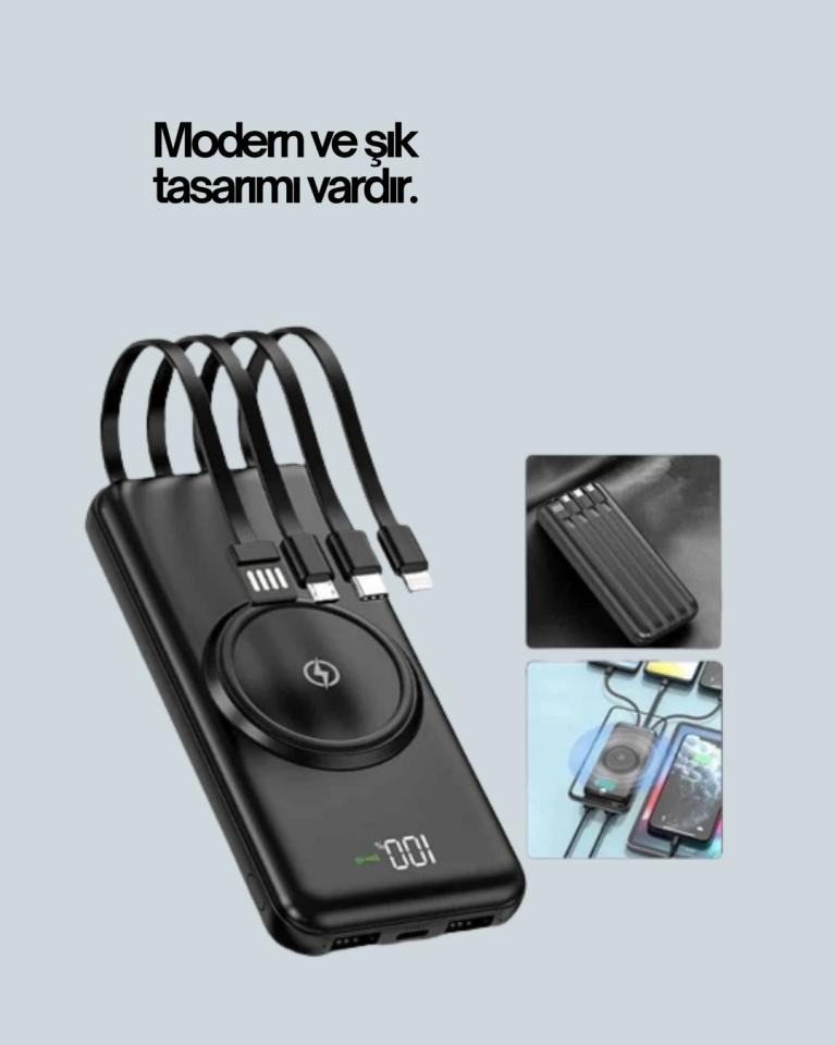 22.5W Hızlı + 15W Kablosuz Şarj – Akıllı Powerbank ile Her An Enerji
