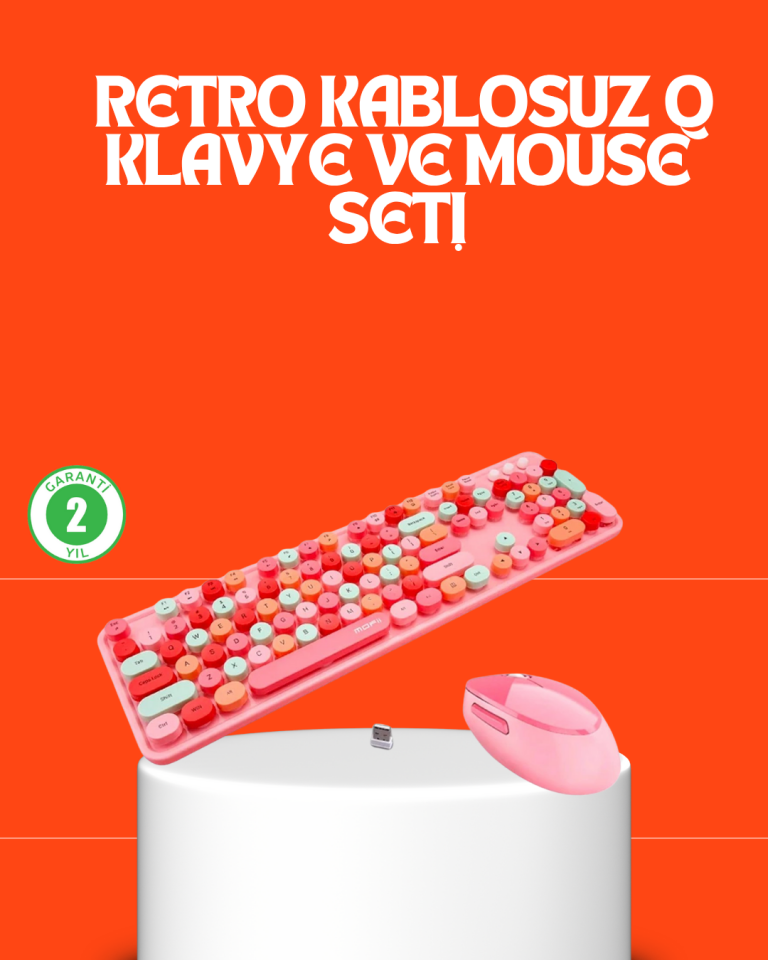 Retro Tarz Bluetooth 5.1 Klavye – Win/OSX/Android/iOS Uyumlu