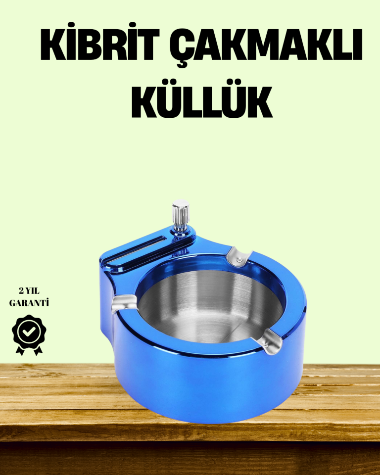 Çakmaklı Küllük Paslanmaz Çelik Şık Masa Aksesuarı