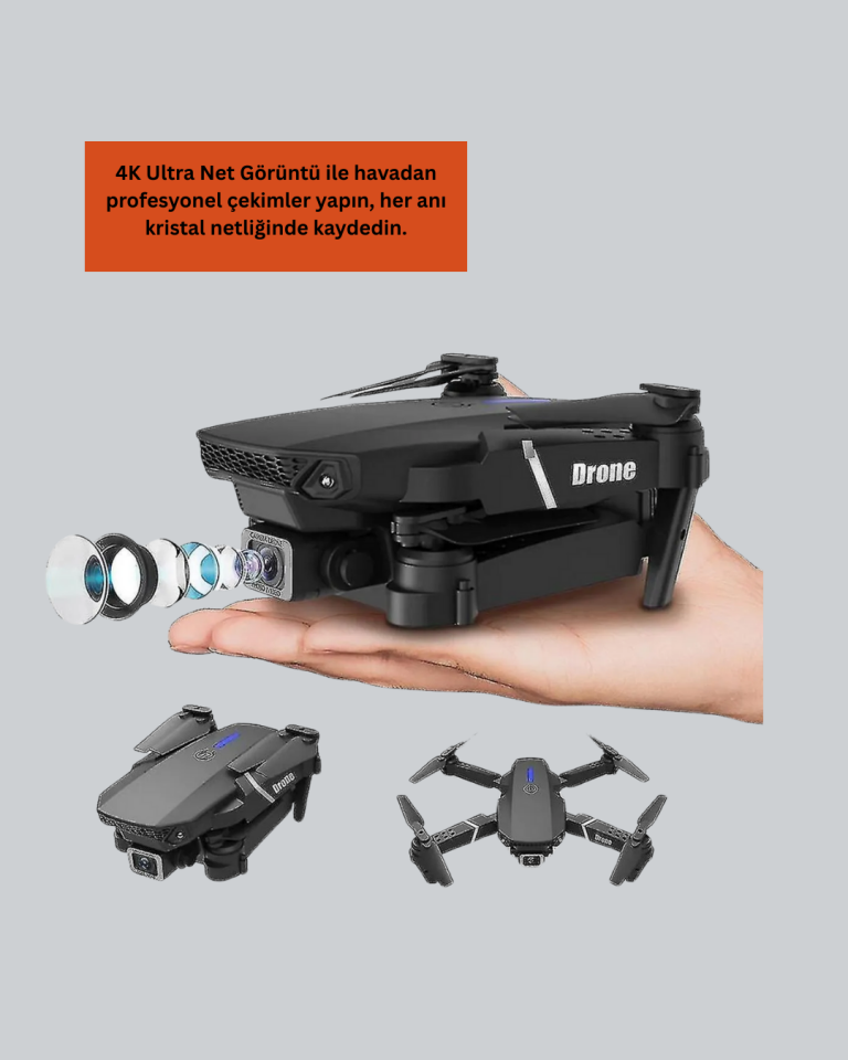2.4G 4CH Katlanabilir Drone 100 Metre Uçuş Mesafeli