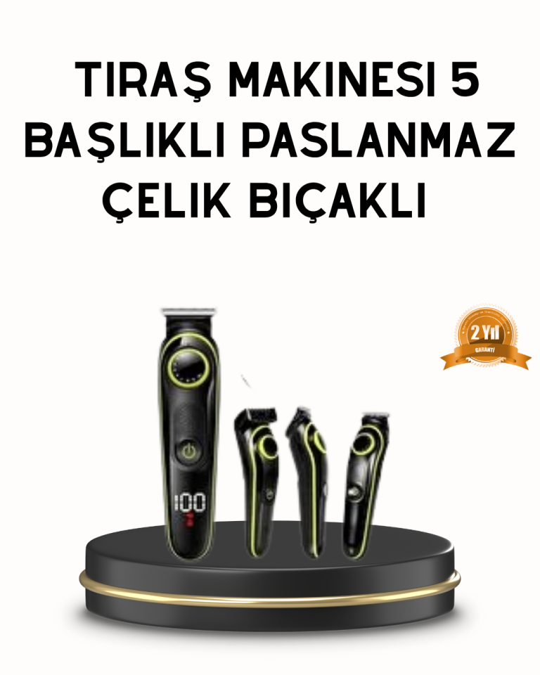 Erkek Bakım Seti 5’i 1 Arada Şarjlı Paslanmaz Çelik Başlıklı