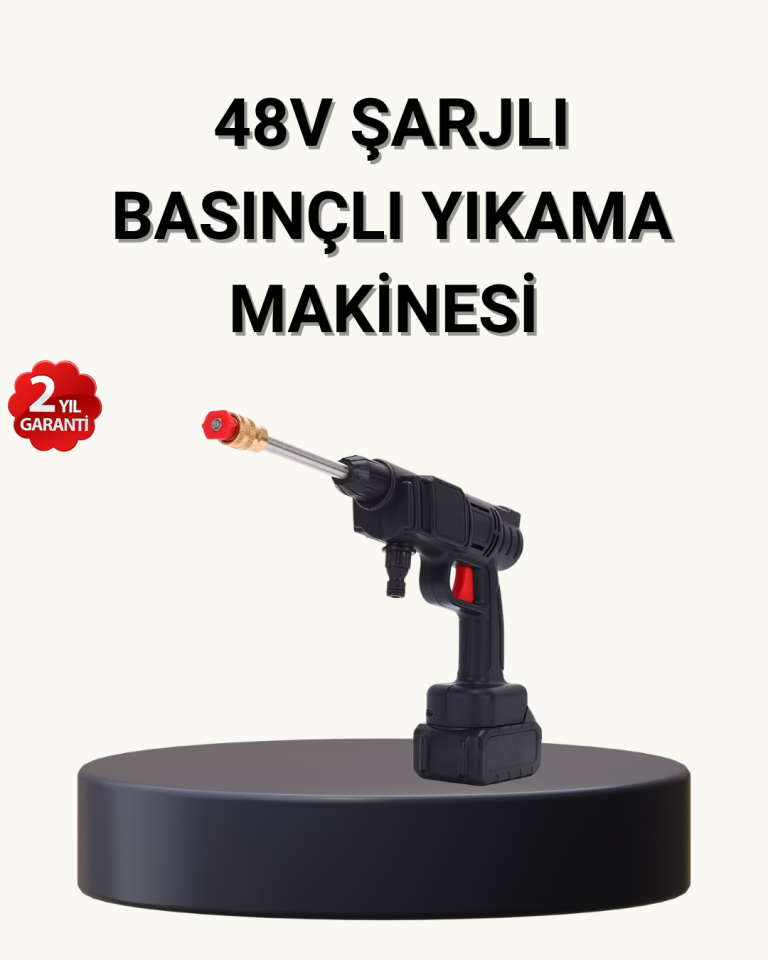 Taşınabilir Basınçlı Yıkama Makinesi – 5m Hortumlu, Köpük Şişeli, 48V Güçlü
