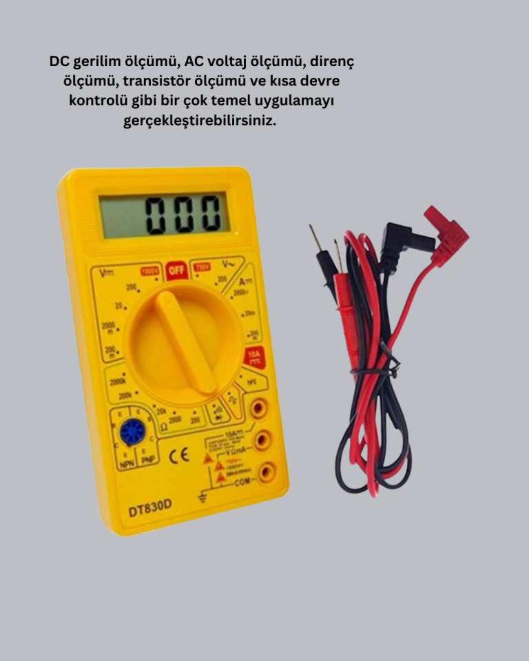 Elektrik Ölçüm Cihazı Dijital Multimetre 10 Amper Destekli