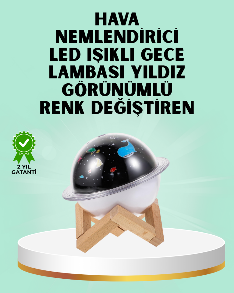 Projektör ışığı bulunan USB bağlantılı mini aromaterapi destekli hava nemlendirici