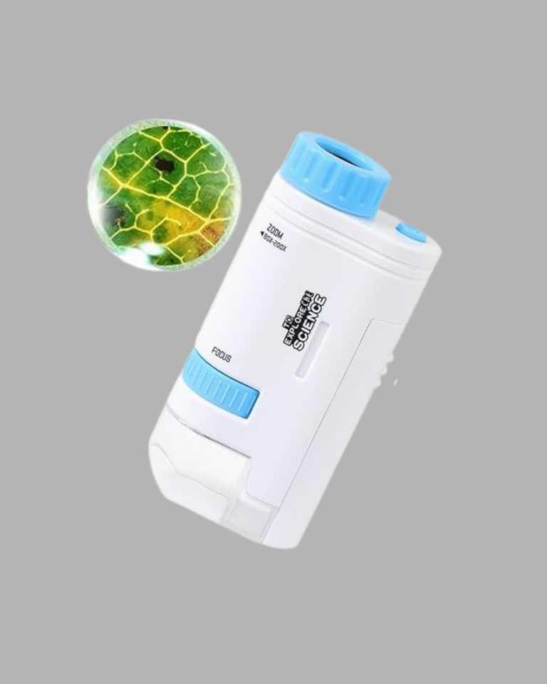Taşınabilir Mini Mikroskop LED Işıklı 80X–200X Büyütmeli ve Odak Ayarlı