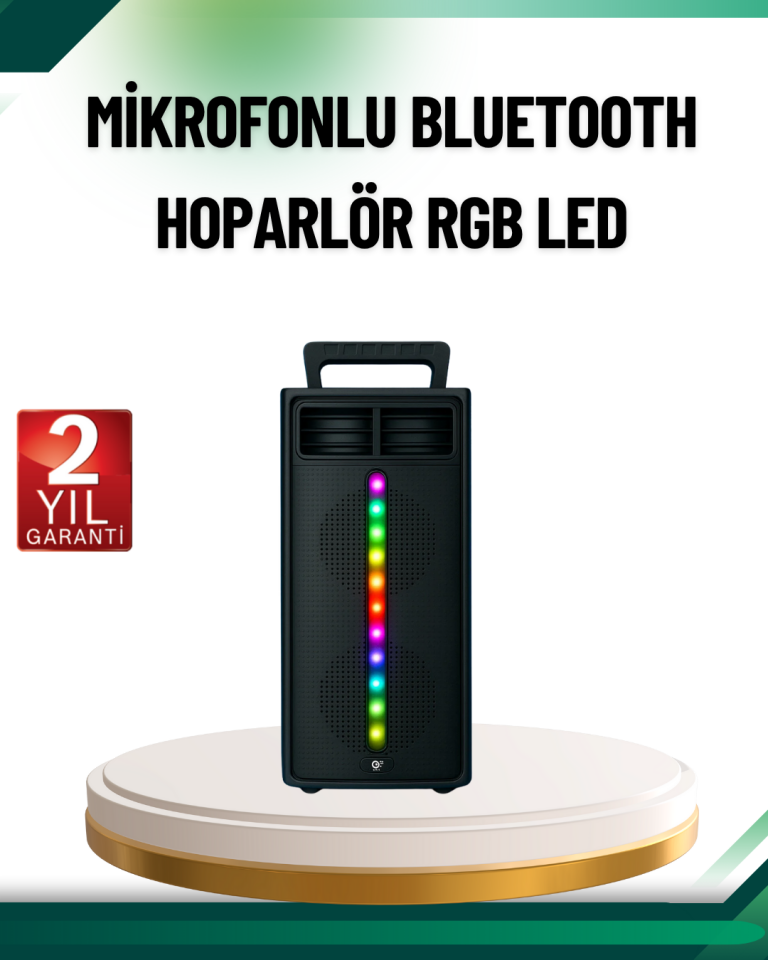 Şarjlı Işıklı Bluetooth Hoparlör | USB, AUX, TF Kart ve Radyo Destekli