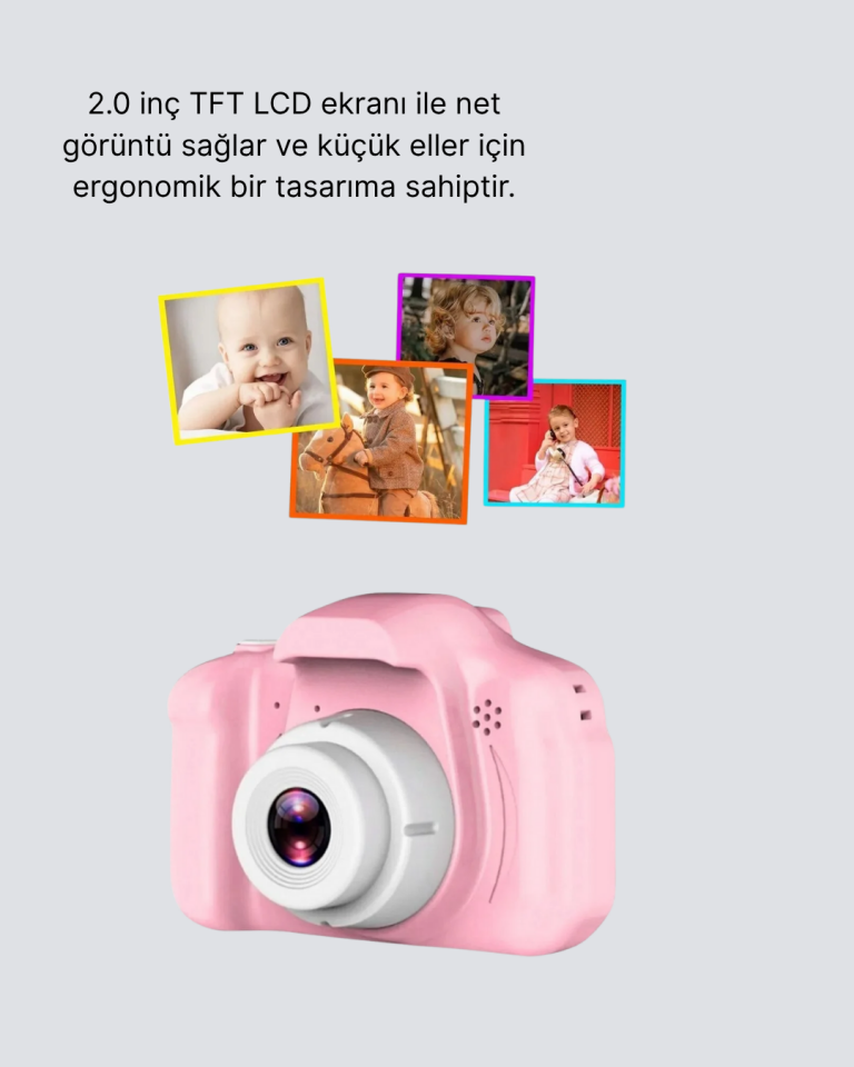8 Megapiksel Mini Çocuk Kamerası HD Ekranlı Darbeye Dayanıklı ve Şarjlı