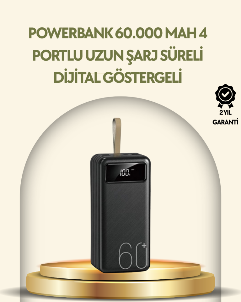 Tüm Cihazlarla Uyumlu LED Fenerli 4 Çıkışlı Powerbank