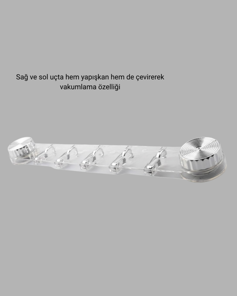 Vakumlu ve Yapışkanlı Mutfak Banyo Askılığı 5 Bölmeli Pratik Düzenleyici