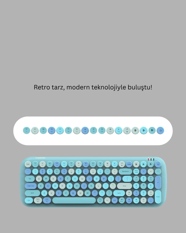 Kablosuz Klavye ve Mouse Seti – Sessiz Tuş, Retro Tasarım