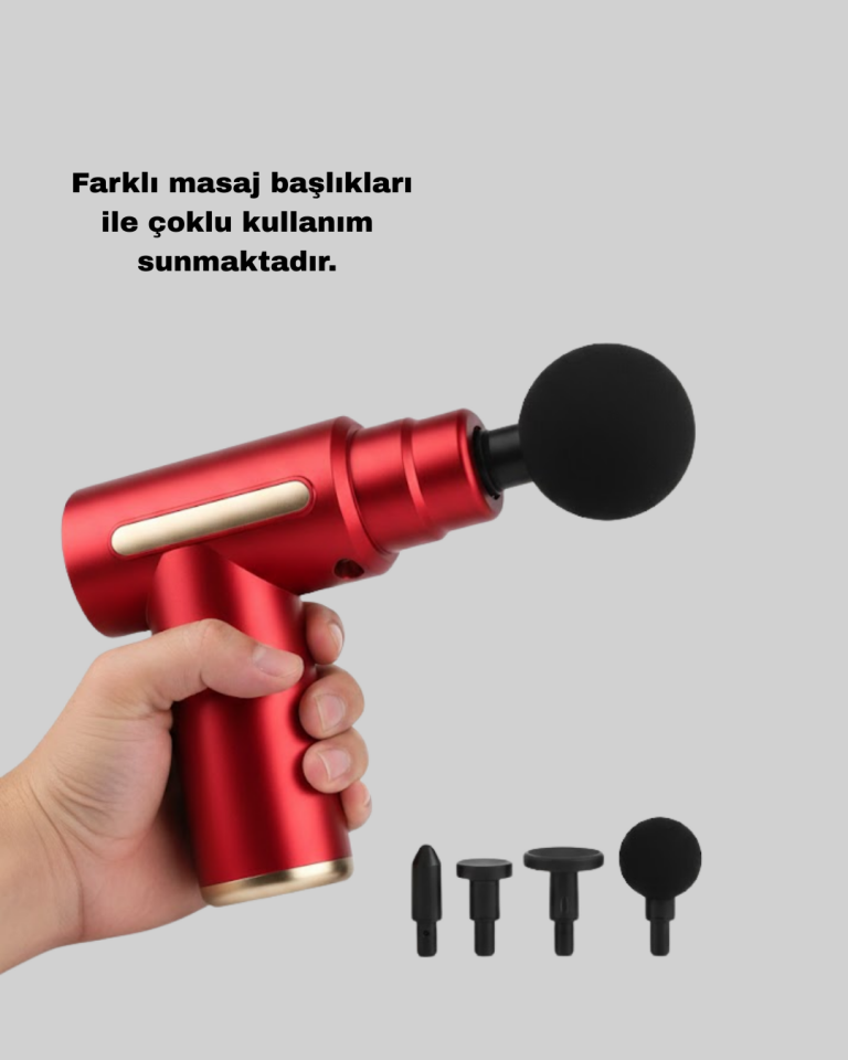 Kas Gevşetici Masaj Tabancası 4 Başlık ve Ayarlanabilir Hız
