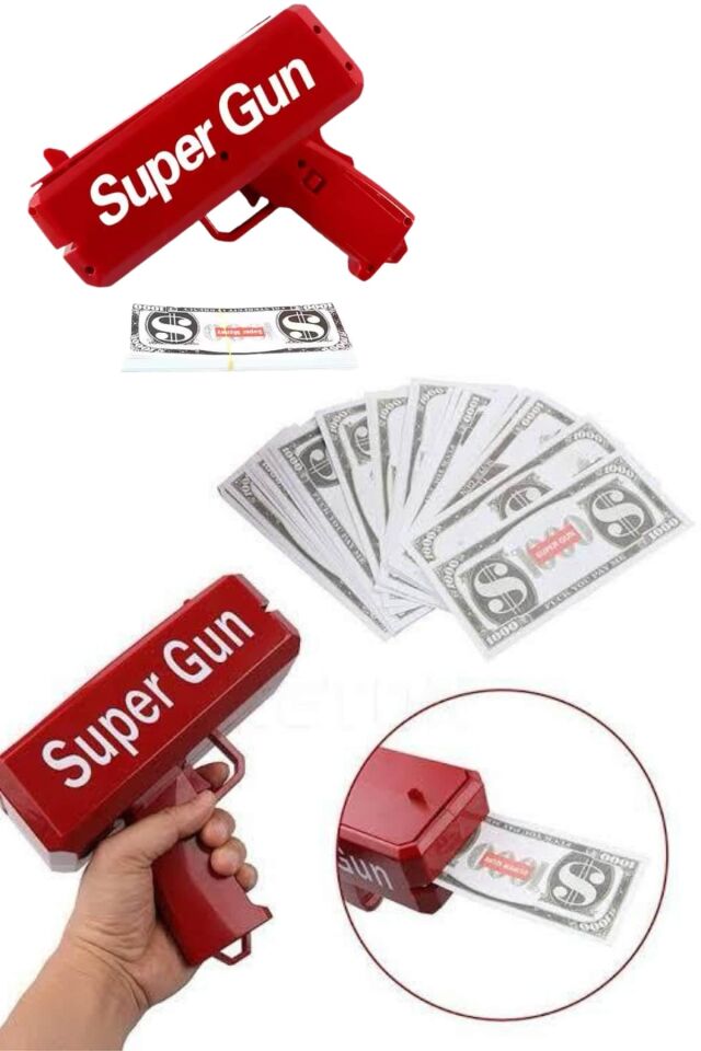 Para Dolar Atma Makinası Super Money Gun Para Saçma Fırlatma Tabancası