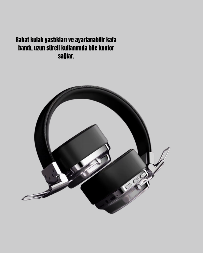 Bluetooth Kablosuz Kulak Üstü Kulaklık Katlanabilir Konforlu ve Şık Tasarımlı