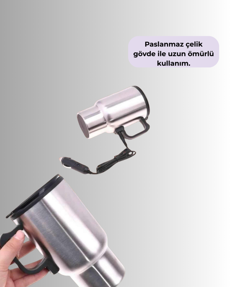 Araç İçi Isıtıcı Termos Bardak Paslanmaz Çelik