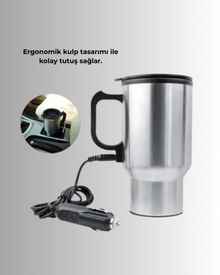 Seyahat Tipi Araç Çakmaklı Isıtıcı Çelik Termos Bardak
