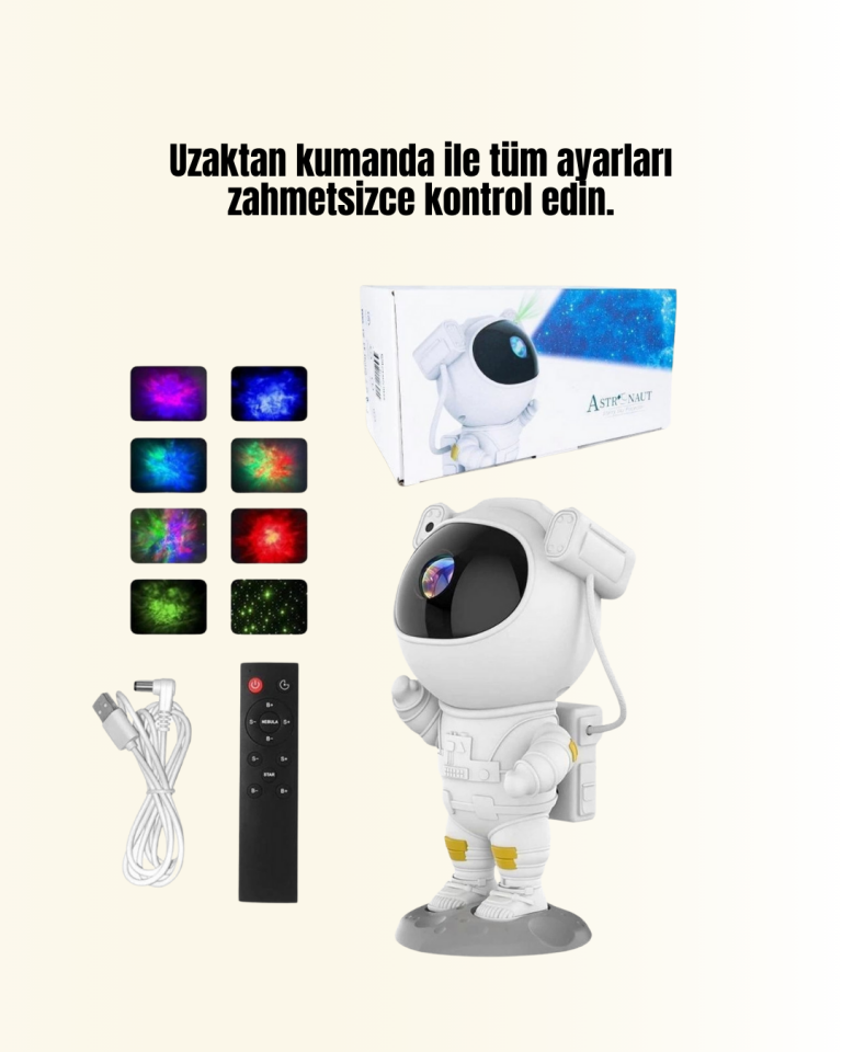 Dekoratif ve Fonksiyonel Astronot Projeksiyon Aydınlatma