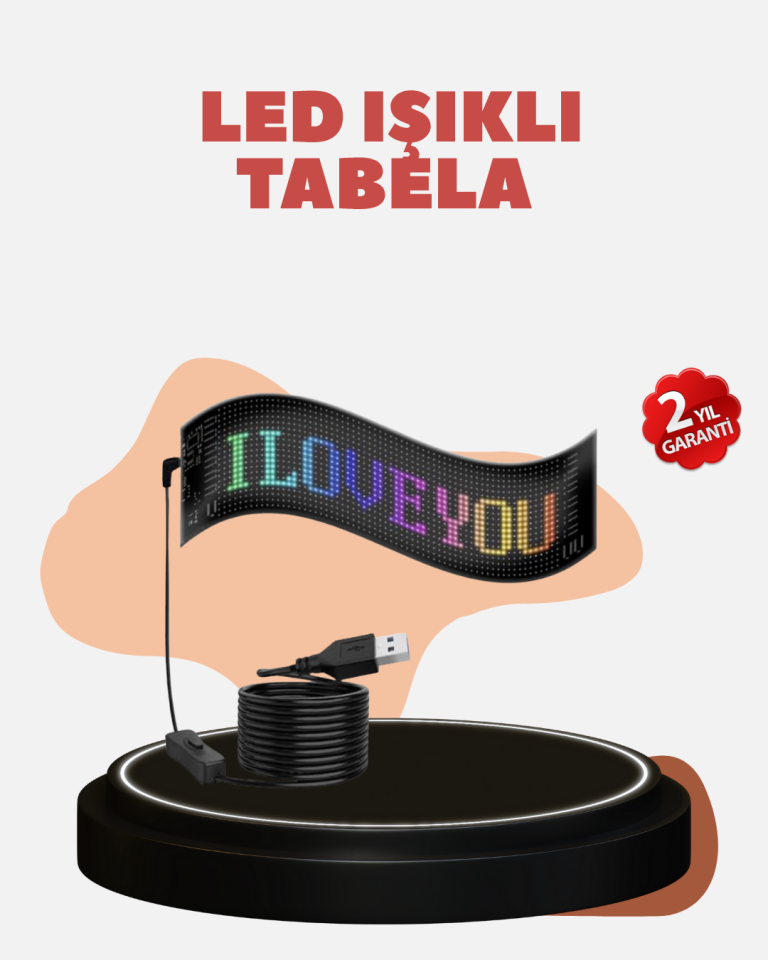 Kayan Yazı Destekli RGB LED Reklam Paneli USB ile Kolay Kurulumlu