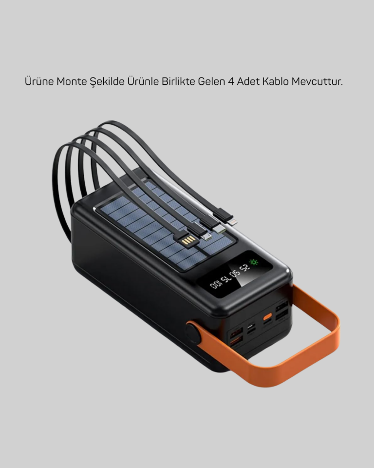 80000 mAh Solar Powerbank Göstergeli Fenerli Hızlı Şarj Taşınabilir Şarj Cihazı