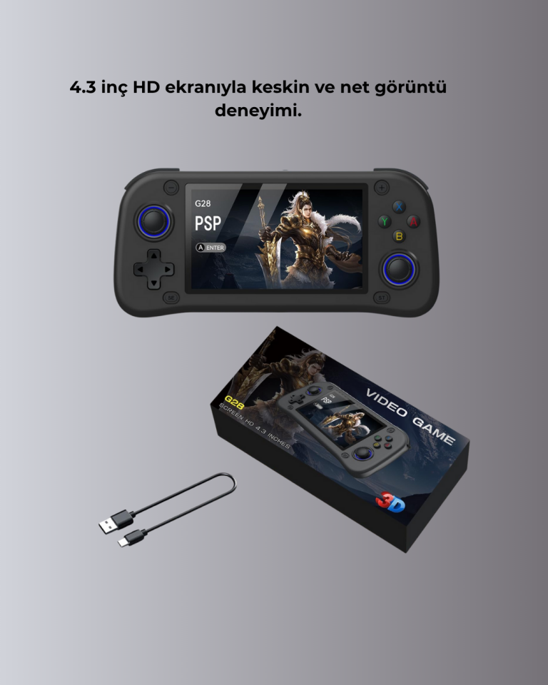 4.3” HD Ekranlı El Konsolu 64GB Hafıza Kartı ve 10000 Yüklü Oyun