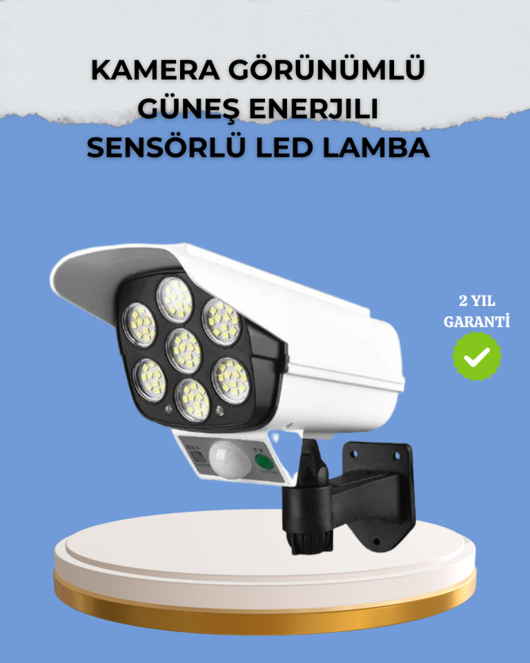 Kamera Görünümlü Solar LED Lamba Hareket Sensörlü Uzaktan Kumandalı Bahçe Duvar Aydınlatması