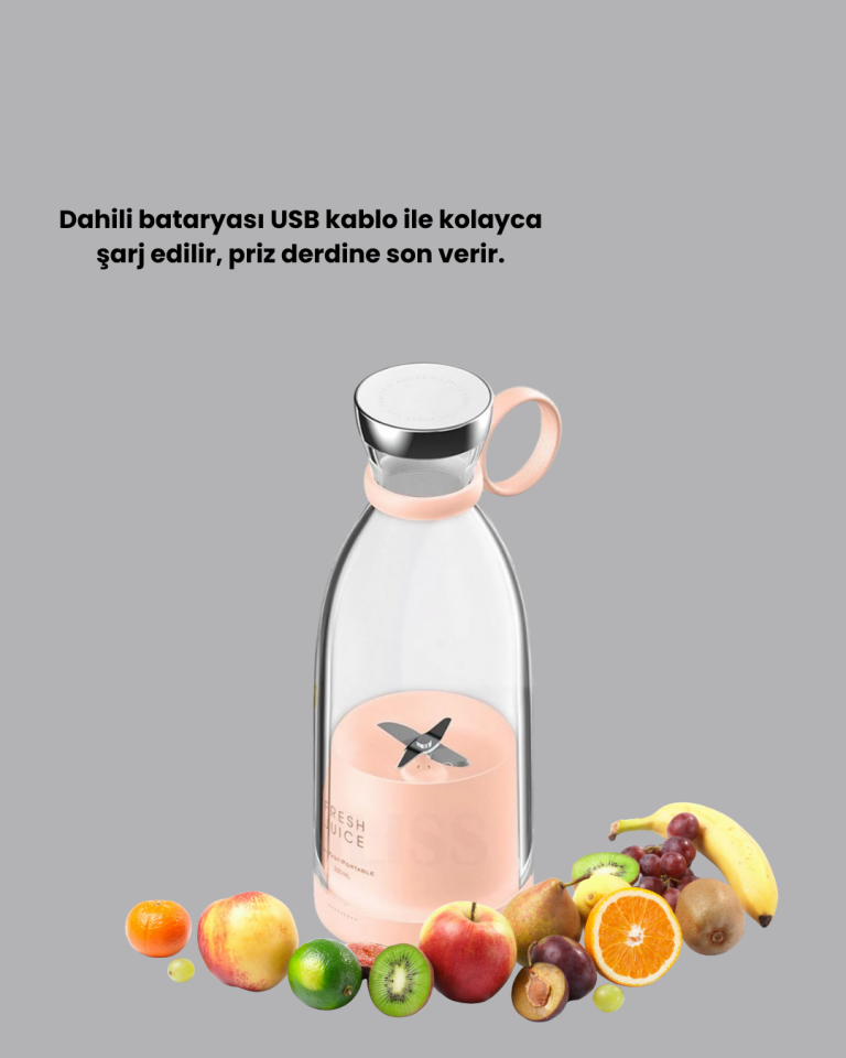 Pembe ve Beyaz Renk Seçenekli Mini Boy Meyve Sıkıcı
