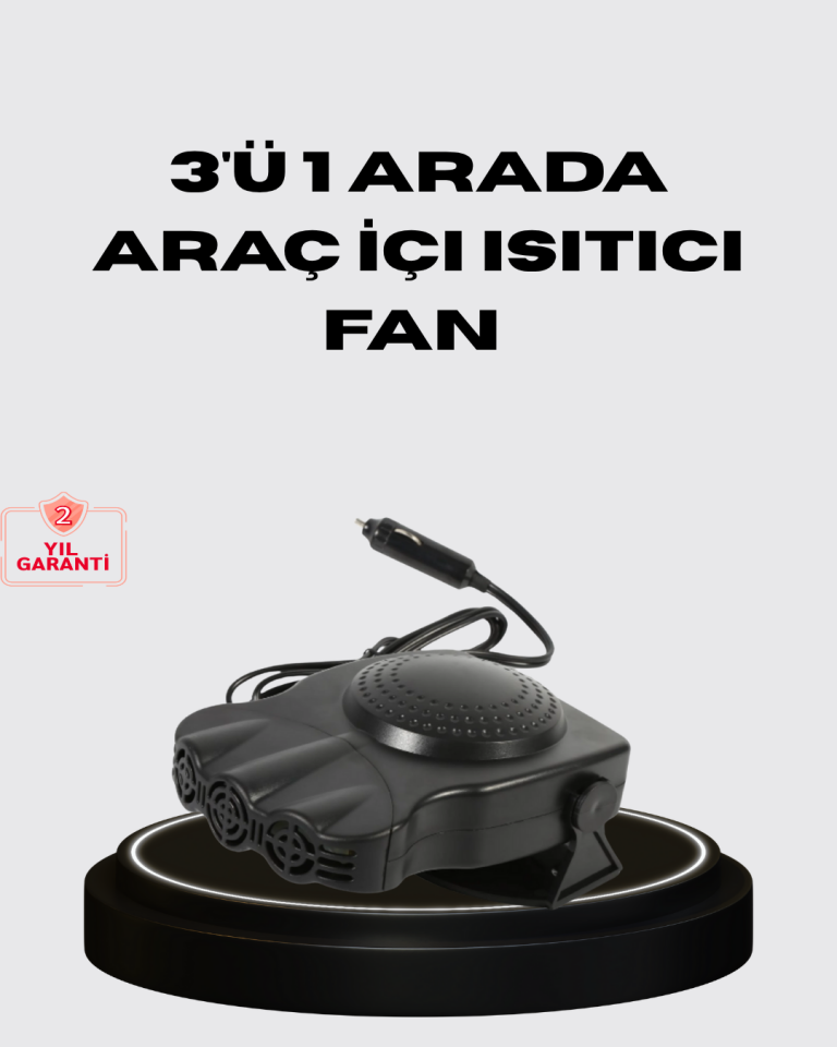 Araç İçi Isıtıcı ve Fan 3’ü 1 Arada 12V Çakmak Girişli ve Hızlı Isınma Özellikli