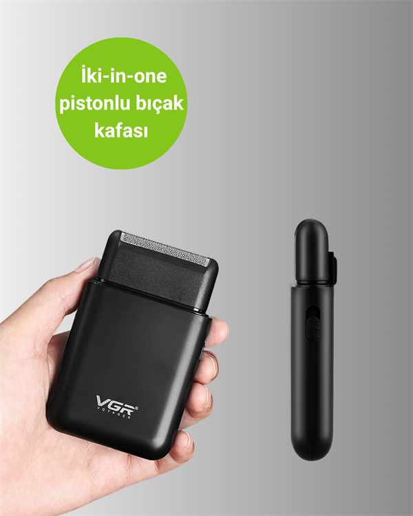 USB Şarjlı Traş Makinesi – Piston + Ağ Başlık, 600 mAh Batarya