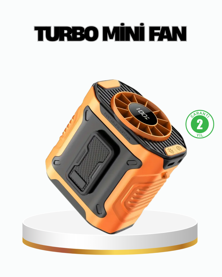 Turbo Mini Taşınabilir Fan – 100 Kademeli Dijital Hız Kontrolü ve Type-C Şarj