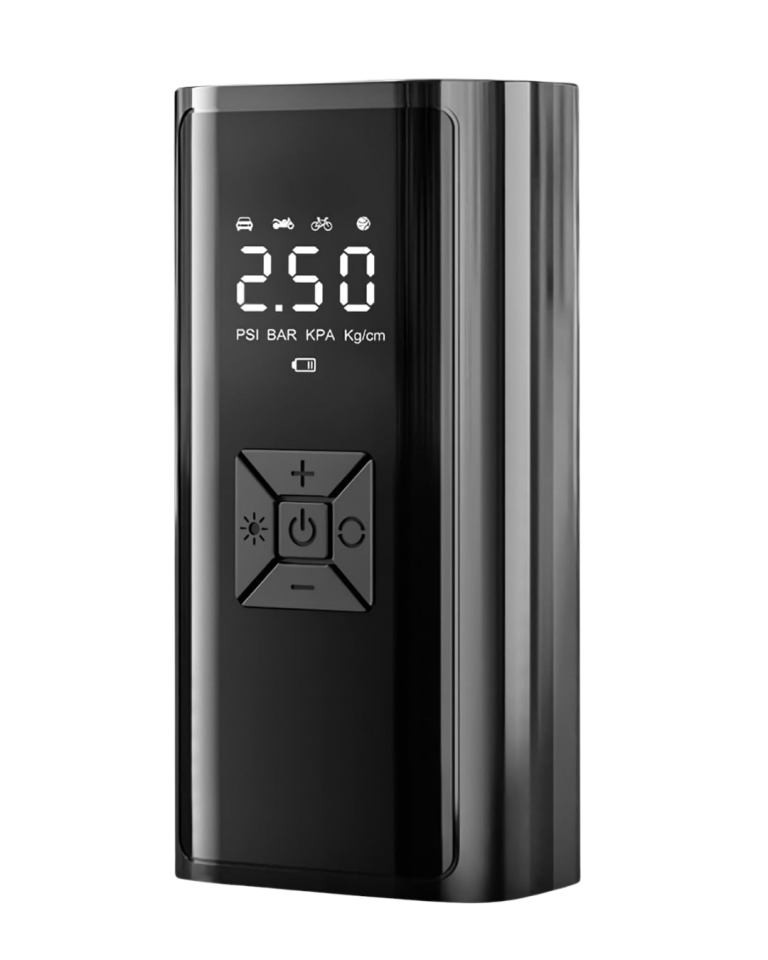 Kablosuz Lastik Şişirme Kompresörü Dijital Ekranlı Powerbank Özellikli Hava Pompası