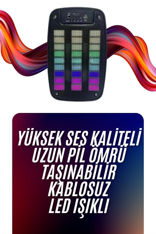 Bluetooth Hoparlör Taşınabilir Şarjlı Işıklı Büyük Boy Yüksek Ses Kaliteli