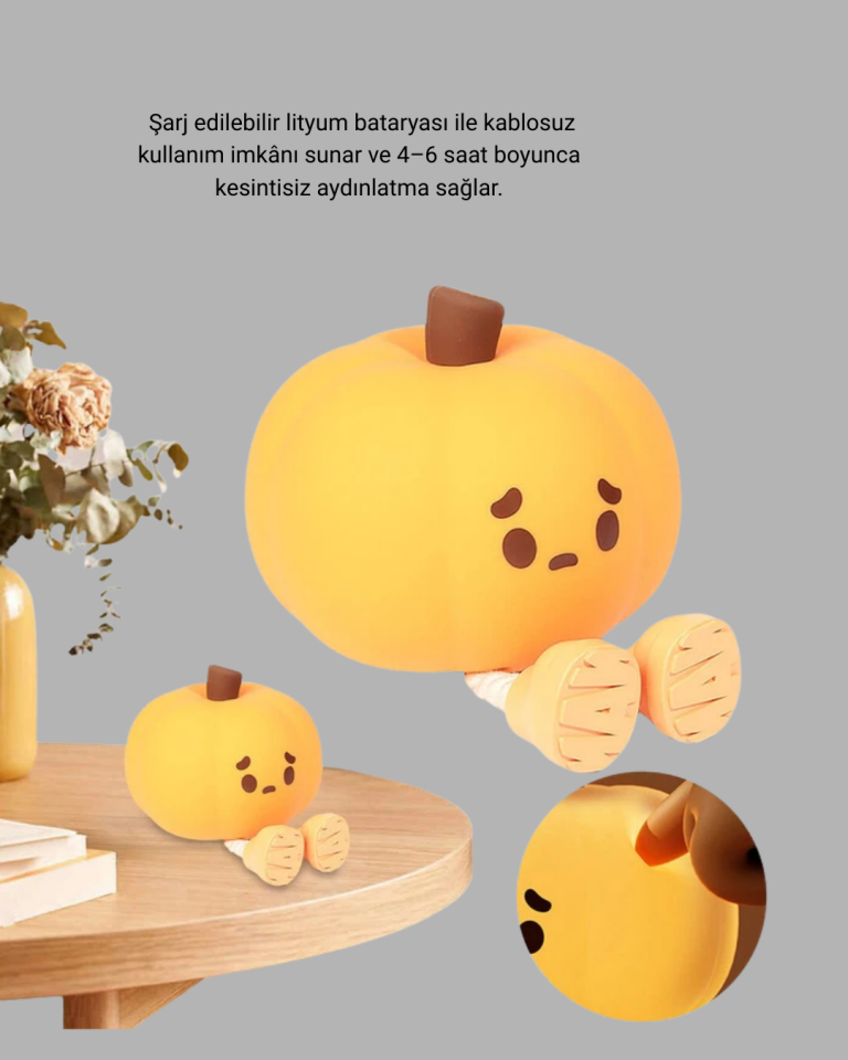 Şarjlı Pumpkin LED Masa Lambası Zamanlayıcılı Dokunmatik
