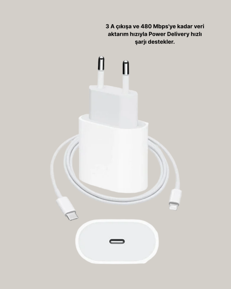 iPhone ve iPad Uyumlu 20W Güvenli USB-C Hızlı Şarj Adaptörü
