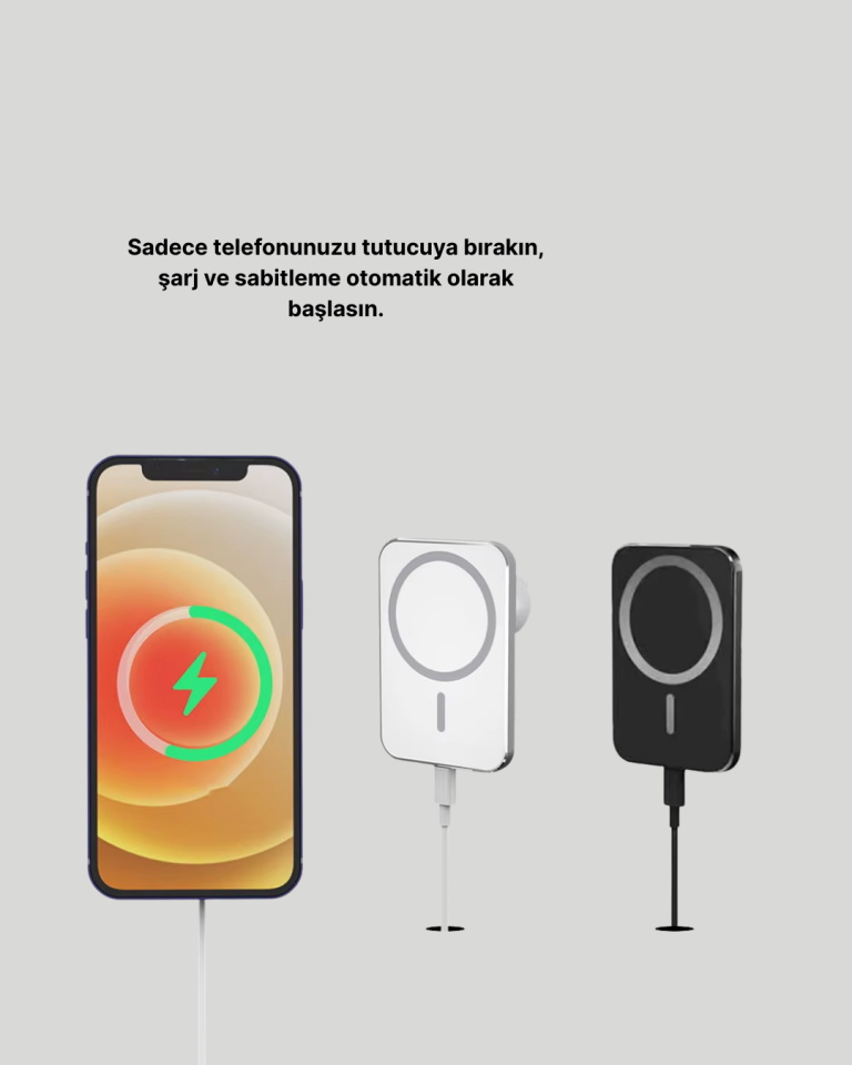 iPhone Serileri ile Uyumlu MagSafe Manyetik Araç Telefon Tutucu ve Şarj Cihazı