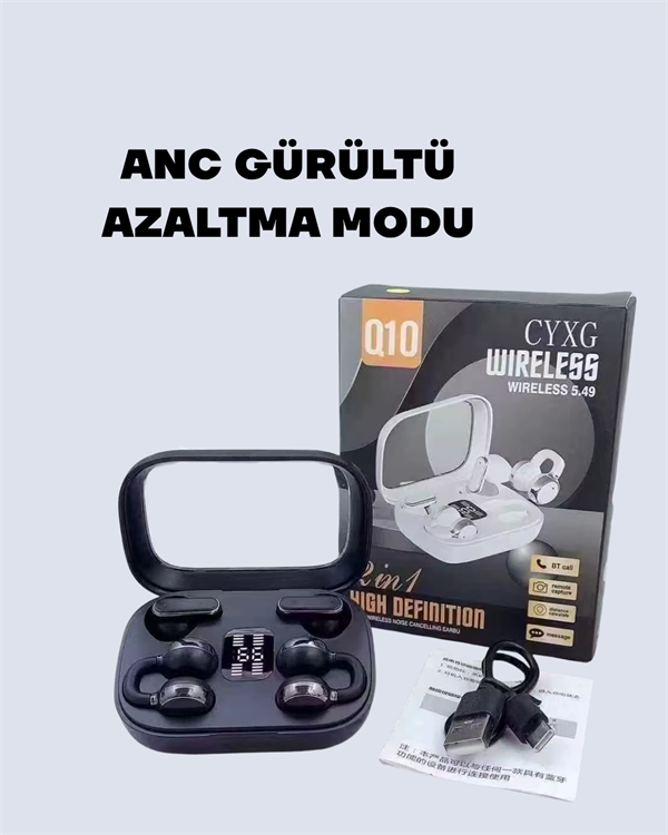 Q10 True Wireless Stereo Kulaklık – Ergonomik Tasarım, 10m Menzil, Type-C