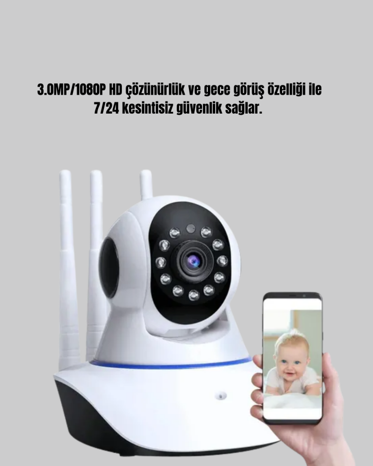HD IP Kamera – Gece Görüşlü, Hareket Sensörlü, Mobil Takip ve Çift Yönlü Ses
